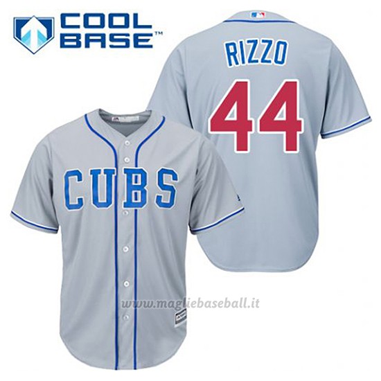 Maglia Baseball Uomo Chicago Cubs 44 Anthony Rizzo Grigio Alterner Cool Base